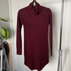 Burgundy Turtleneck Sweater Dress (XS)